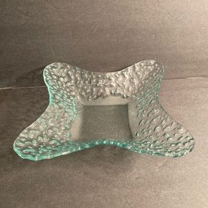 Recycled Glass Bowl Light Green Color Pebble Texture HTF